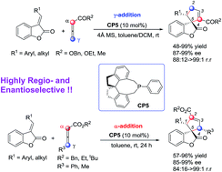 Graphical abstract: Chiral phosphine-catalyzed tunable cycloaddition reactions of allenoates with benzofuranone-derived olefins for a highly regio-, diastereo- and enantioselective synthesis of spiro-benzofuranones